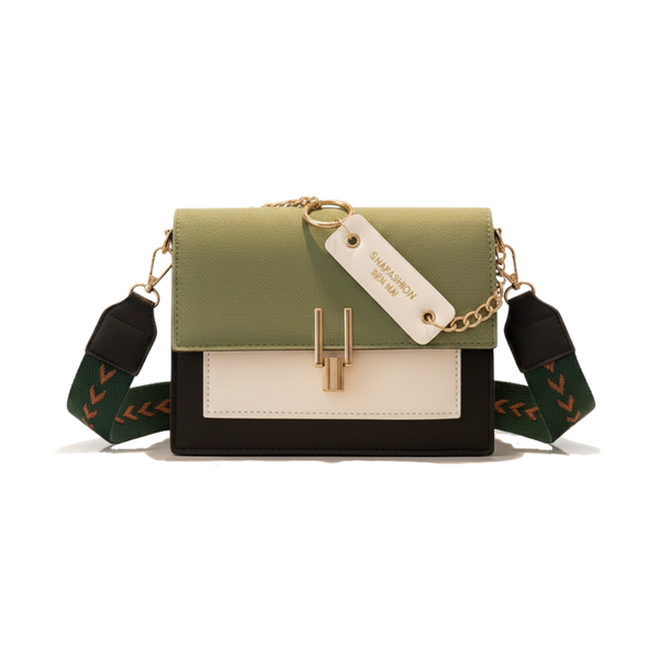 Bolsa Aurore | Alça Bordada, Fecho Dourado & Couro PU Premium