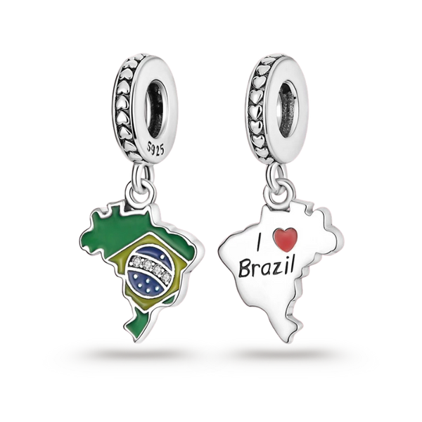 Berloque Mapa do Brasil - Duas faces | Prata 925