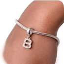 Pulseira Prata 925 Legítima com Berloque Inicial Personalizado