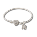 Pulseira Prata 925 Legítima com Berloque Inicial Personalizado