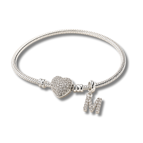 Pulseira Prata 925 Legítima com Berloque Inicial Personalizado