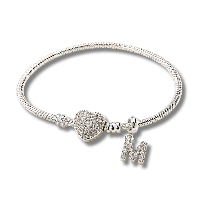 Pulseira Prata 925 Legítima com Berloque Inicial Personalizado