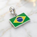 Berloque Bandeira Do Brasil | Banhado A Prata 925