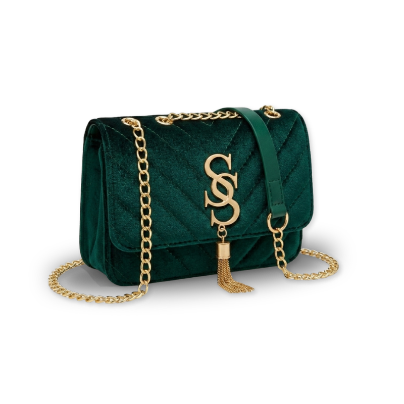 Bolsa Signature Velvet | Veludo Luxe e Corrente Dourada — Edição Exclusiva