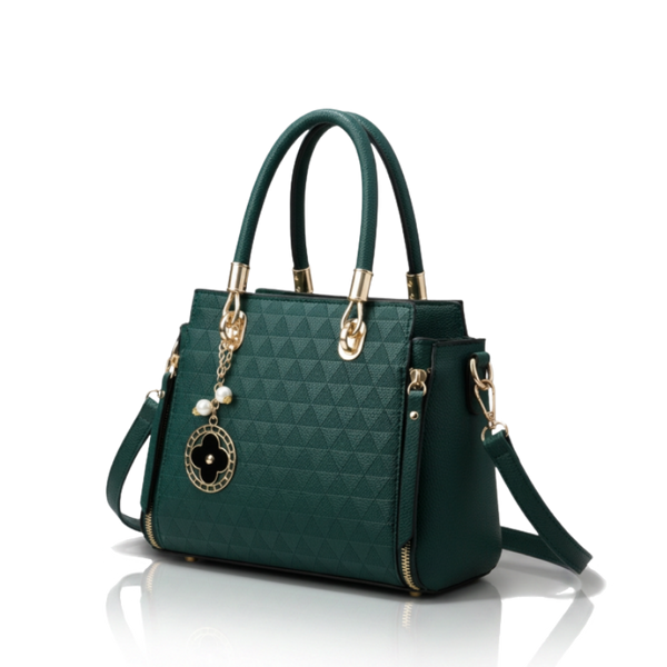 Bolsa Versailles | Couro PU Texturizado, Ferragens & Charm Dourado