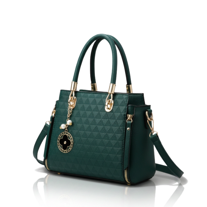 Bolsa Versailles | Couro PU Texturizado, Ferragens & Charm Dourado