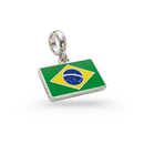 Berloque Bandeira Do Brasil | Banhado A Prata 925