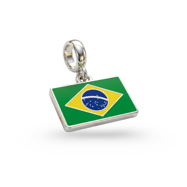 Berloque Bandeira Do Brasil | Banhado A Prata 925
