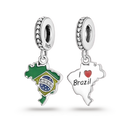 Berloque Mapa do Brasil - Duas faces | Prata 925