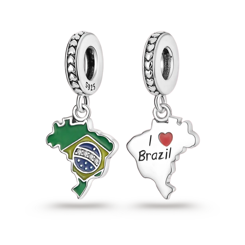 Berloque Mapa do Brasil - Duas faces | Prata 925