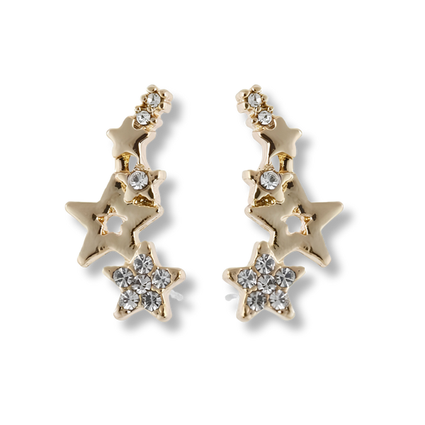 Brinco Ear Cuff Estrelas | Zircônia & Banho Ouro 18K