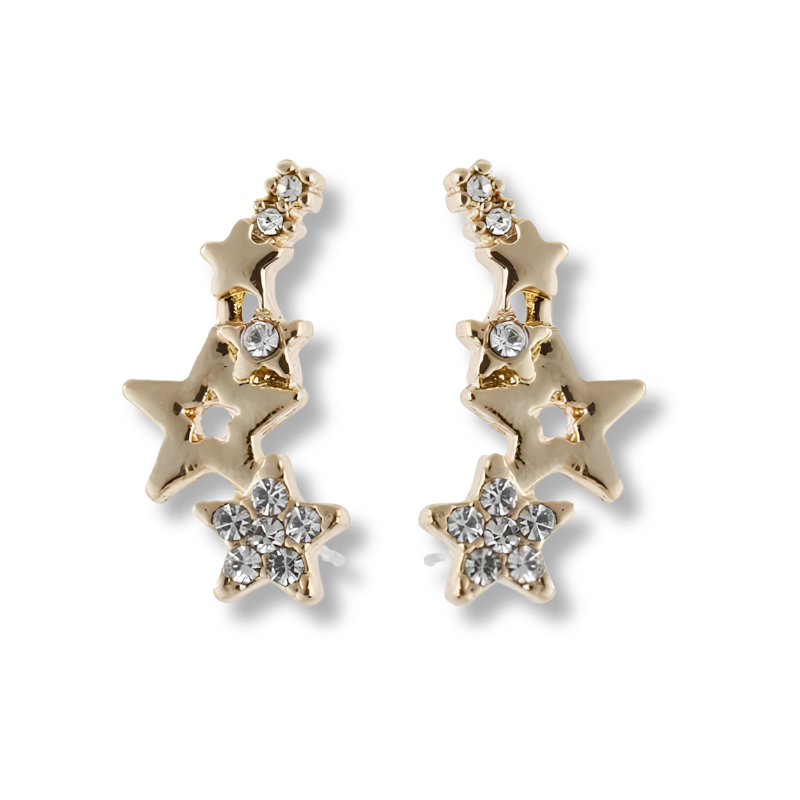 Brinco Ear Cuff Estrelas | Zircônia & Banho Ouro 18K