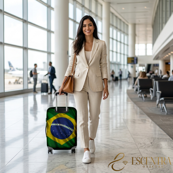 Capa de Mala para Viagem de Proteção | Bandeira do Brasil, o Hexa Vem!