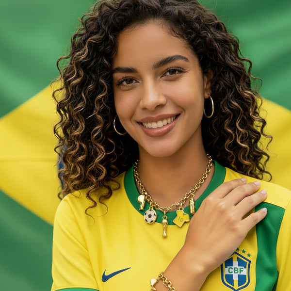 Colar e Pulseira do Brasil com Berloques | Banhada a Ouro 18k