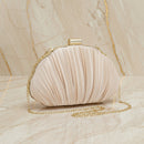 Clutch Séraphine | Cetim Luxuoso Plissado & Corrente Dourada