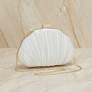 Clutch Séraphine | Cetim Luxuoso Plissado & Corrente Dourada