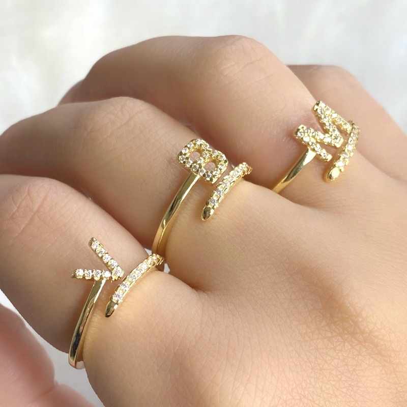 Anel Letra Regulável | Prata 925 e Banhado a Ouro 18k