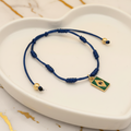 Pulseira 7 nós Proteção Pingente Bandeira do Brasil Core Copa do Mundo